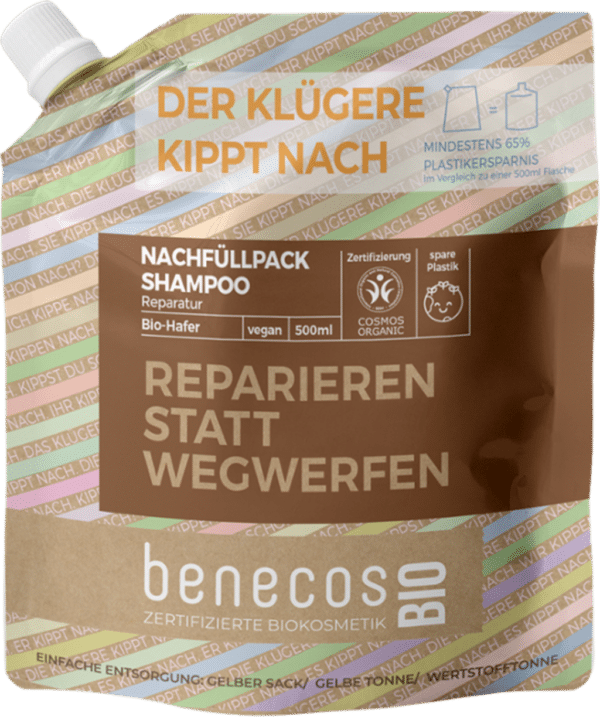 benecosBIO Reparatur Shampoo "Reparieren statt wegwerfen" - Nachfüller 500 ml