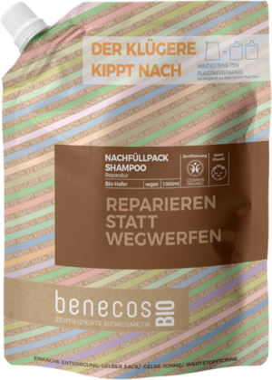 benecosBIO Reparatur Shampoo "Reparieren statt wegwerfen" - Nachfüller 1L