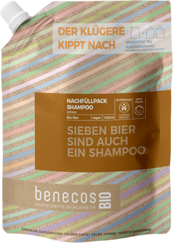 benecosBIO Unisex Shampoo "Sieben Bier sind auch ein Shampoo" - Nachfüller 1 l