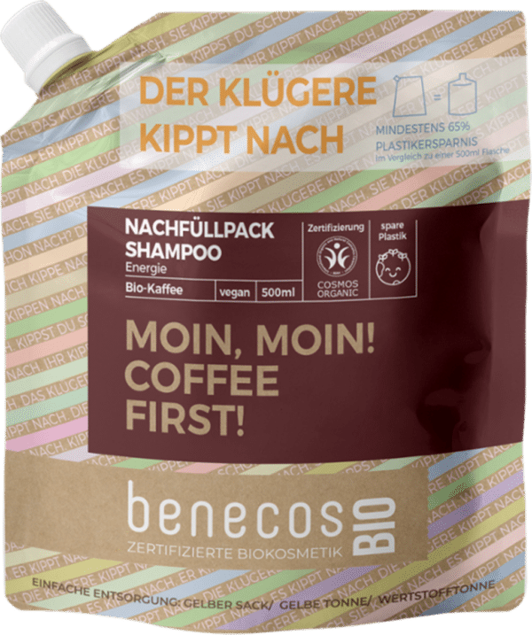 benecosBIO Energie Shampoo "Moin Moin! Coffee First!" - Nachfüller 500 ml