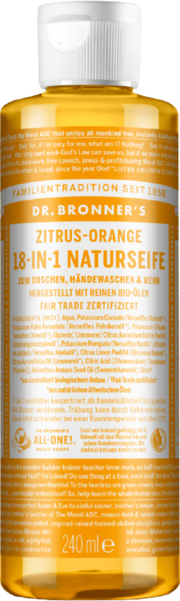 Dr. Bronner's 18in1 Naturseife Zitrus-Orange - 240 ml