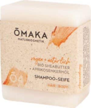 ŌMAKA Naturkosmetik Ō4 Shampoo-Seife Bio-Sheabutter + Aprikosenkernöl - 100 g