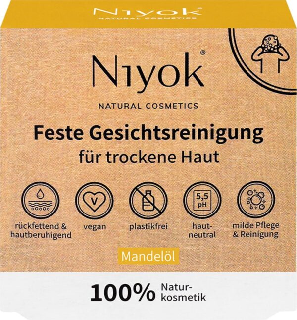 Niyok Feste Gesichtsreinigung Mandelöl - 80 g