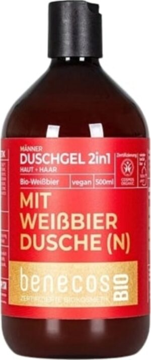 benecosBIO Männer 2in1 Duschgel "Mit Weißbier Dusche(n)" - 500 ml